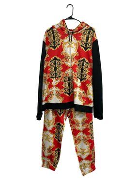 G-Net XXL Baroque Print Hoodie Jogger Pant Tracksuit Set Old Money Maximalist